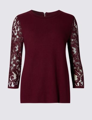 Lace 3/4 Sleeve Jumper